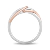 Thumbnail Image 2 of Hallmark Diamonds Gratitude 0.04 CT. T.W. Diamond Knot Twist Shank Ring in Sterling Silver and 10K Rose Gold