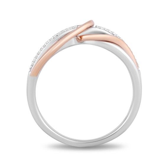 Hallmark Diamonds Gratitude 0.04 CT. T.W. Diamond Knot Twist Shank Ring in Sterling Silver and 10K Rose Gold