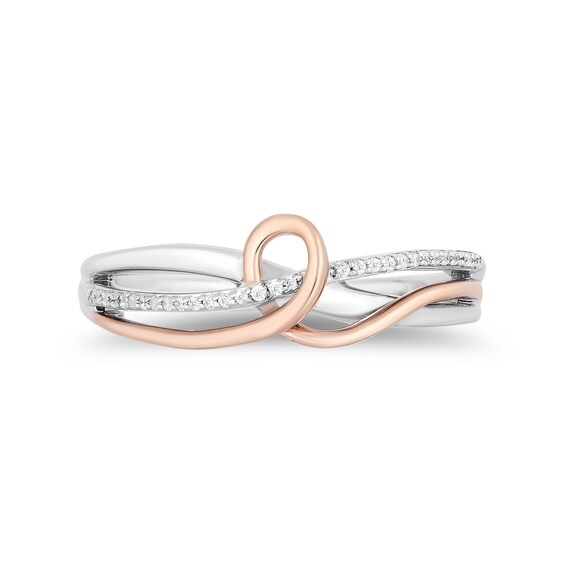 Hallmark Diamonds Gratitude 0.04 CT. T.W. Diamond Knot Twist Shank Ring in Sterling Silver and 10K Rose Gold