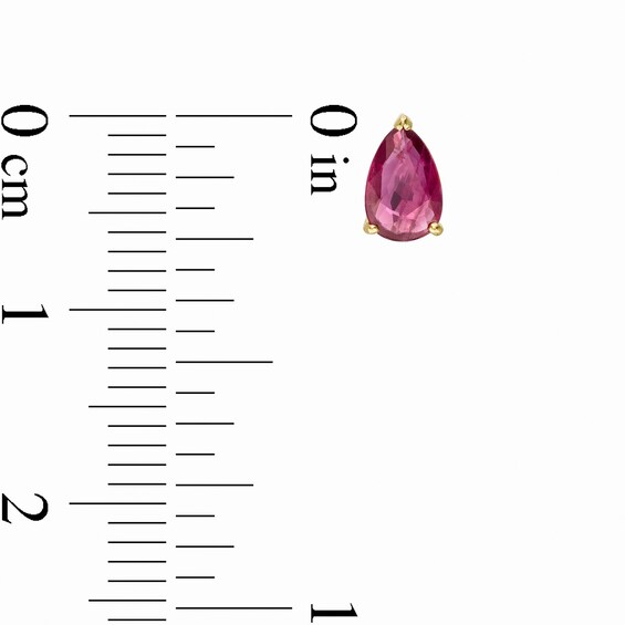 Pear-Shaped Certified Ruby Solitaire Stud Earrings in 14K Gold