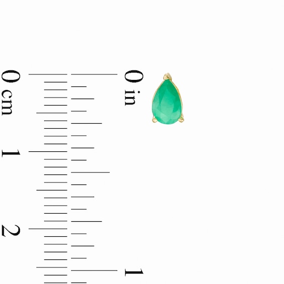 Pear-Shaped Emerald Solitaire Stud Earrings in 14K Gold