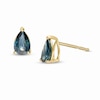 Thumbnail Image 0 of Pear-Shaped Blue Sapphire Solitaire Stud Earrings in 14K Gold