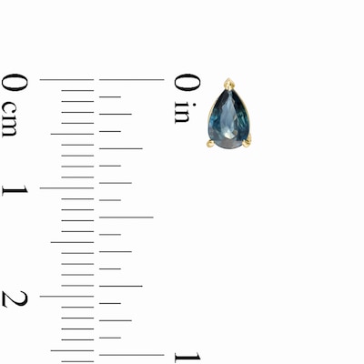 Pear-Shaped Blue Sapphire Solitaire Stud Earrings in 14K Gold