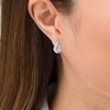 Thumbnail Image 1 of Pear-Shaped Swiss Blue Topaz and Lab-Created White Sapphire Flame Stud Earrings in Sterling Silver