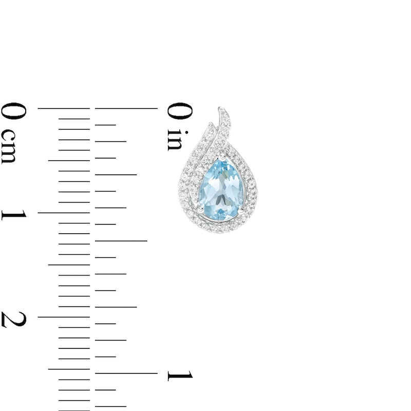 Pear-Shaped Swiss Blue Topaz and Lab-Created White Sapphire Flame Stud Earrings in Sterling Silver