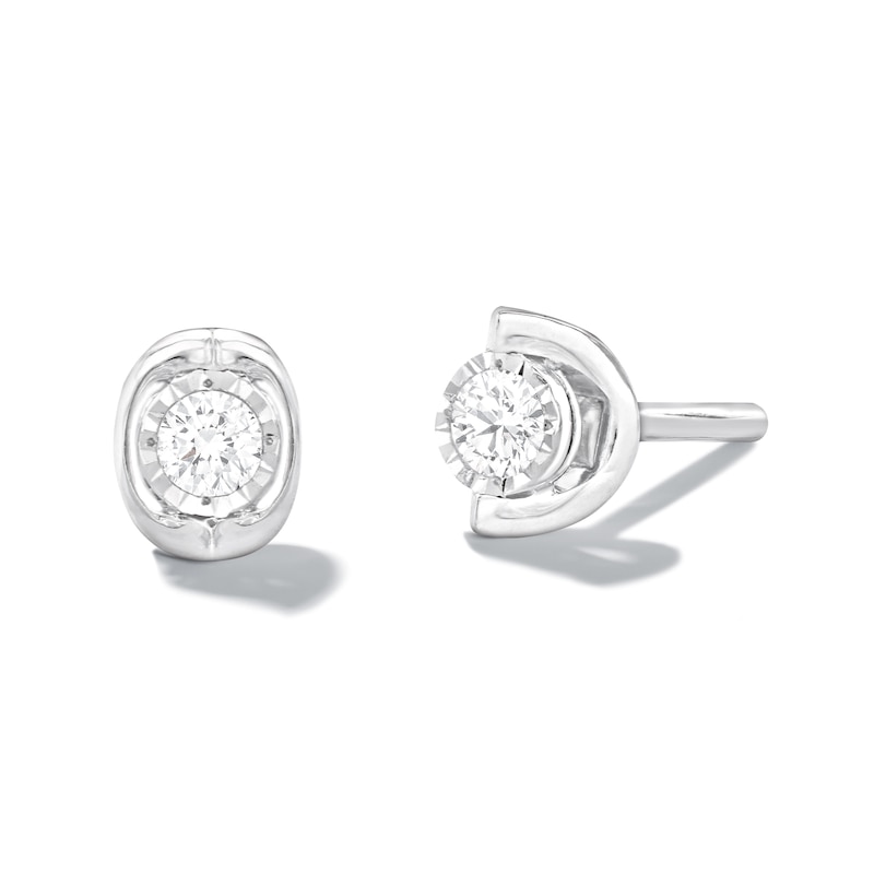 Main Image 1 of 0.10 CT. T.W. Diamond Solitaire Stud Earrings in 10K White Gold