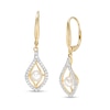 Thumbnail Image 0 of 4.5-5.0mm Freshwater Cultured Pearl and White Topaz Double Teardrop Earrings in 10K Gold