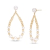 Thumbnail Image 0 of 3.5-6.0mm Freshwater Cultured Pearl and Gold Bead Graduated Open Teardrop Earrings in 10K Gold