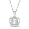 6.5-7.0mm Freshwater Cultured Pearl and Lab-Created White Sapphire Crown Cage Pendant in Sterling Silver