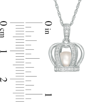 6.5-7.0mm Freshwater Cultured Pearl and Lab-Created White Sapphire Crown Cage Pendant in Sterling Silver