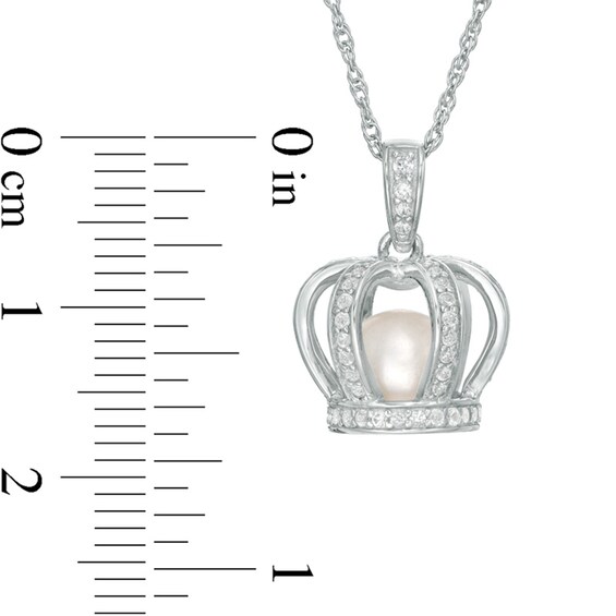 6.5-7.0mm Freshwater Cultured Pearl and Lab-Created White Sapphire Crown Cage Pendant in Sterling Silver