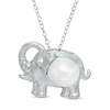 Thumbnail Image 0 of Baroque Freshwater Cultured Pearl Elephant Pendant in Sterling Silver