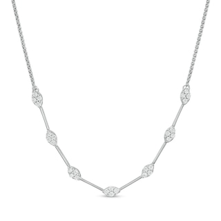 Marilyn Monroe™ Collection 0.45 CT. T.W. Diamond Marquise Station Necklace in 10K White Gold