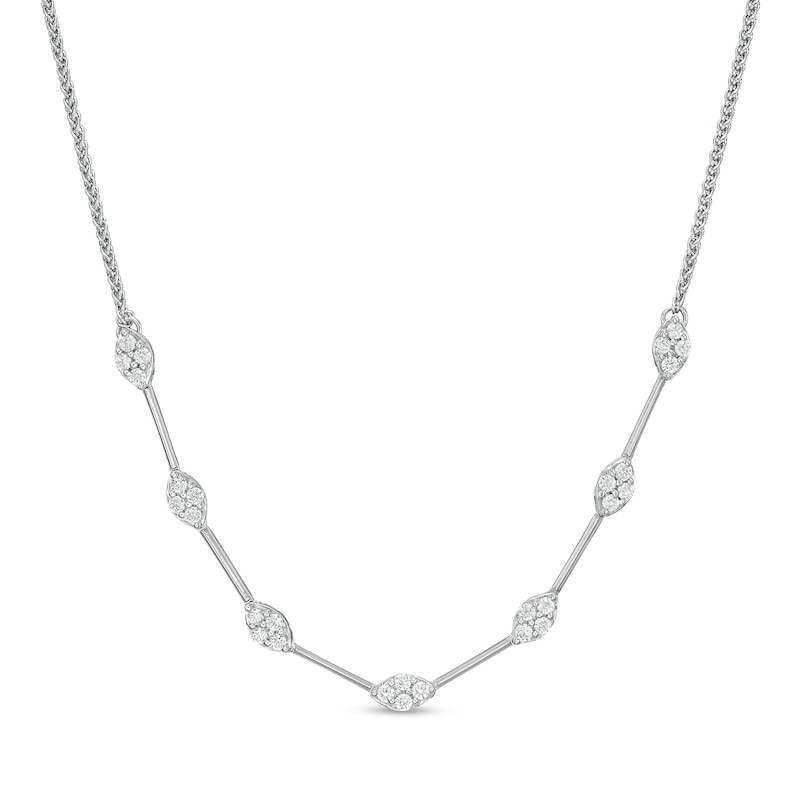 Marilyn Monroe™ Collection 0.45 CT. T.W. Diamond Marquise Station Necklace in 10K White Gold|Peoples Jewellers