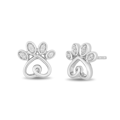 Hallmark Diamonds Family Diamond Accent Paw Stud Earrings in Sterling Silver