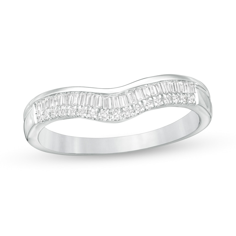 0.23 CT. T.W. Diamond Contour Anniversary Band in 10K White Gold|Peoples Jewellers