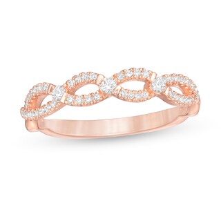 0.25 CT. T.W. Diamond Twist Shank Anniversary Band in 10K Rose Gold