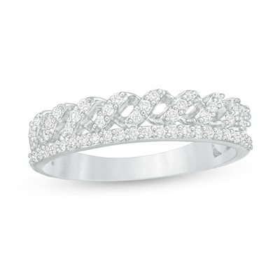 0.23 CT. T.W. Diamond Double Row Twist Shank Anniversary Band in 10K White Gold