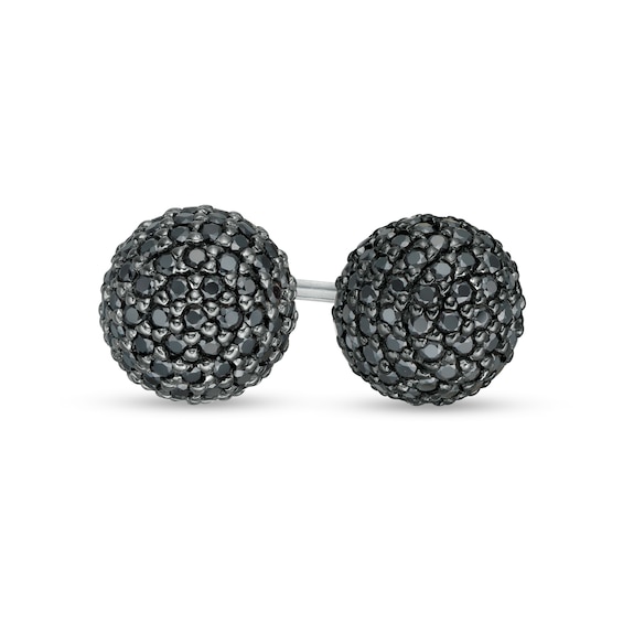 0.95 CT. T.W. Black Diamond Ball Stud Earrings in Sterling Silver