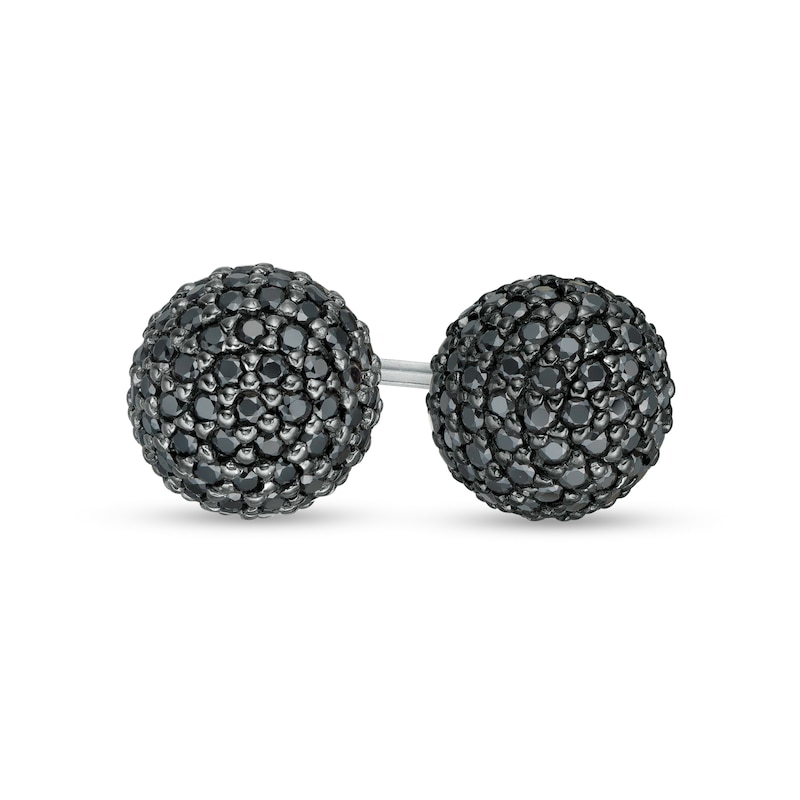 0.95 CT. T.W. Black Diamond Ball Stud Earrings in Sterling Silver|Peoples Jewellers