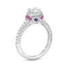 Vera Wang Love Collection 0.95 CT. T.W. Diamond and Pink Sapphire Collar Engagement Ring in 14K White Gold