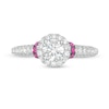 Vera Wang Love Collection 0.95 CT. T.W. Diamond and Pink Sapphire Collar Engagement Ring in 14K White Gold