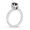 Thumbnail Image 2 of Vera Wang Love Collection Certified Oval Blue Sapphire and 0.37 CT. T.W. Diamond Frame Engagement Ring in 14K White Gold