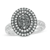 0.45 CT. T.W. Composite Enhanced Black, Champagne and White Diamond Frame Rope Shank Ring in Sterling Silver