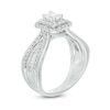 0.95 CT. T.W. Certified Canadian Emerald-Cut Diamond Double Frame Multi-Row Engagement Ring in 14K White Gold (I/SI2)