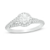 1.00 CT. T.W. Certified Canadian Diamond Frame Split Shank Engagement Ring in 14K White Gold (I/I2)