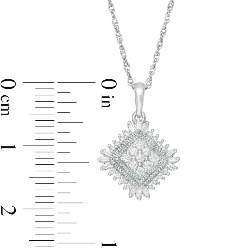 Main Image 3 of 0.23 CT. T.W. Composite Diamond Tilted Square Vintage-Style Pendant in 10K White Gold