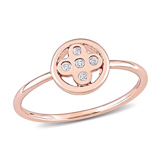 0.05 CT. T.W. Diamond Clover Ring in 10K Rose Gold