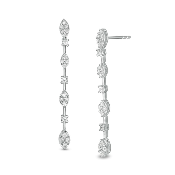 Marilyn Monroe™ Collection 0.45 CT. T.W. Diamond Marquise Drop Earrings in 10K White Gold