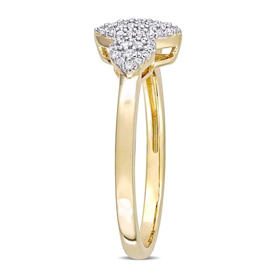 0.20 CT. T.W. Composite Diamond Marquise Three Stone Promise Ring in Sterling Silver with Yellow Rhodium