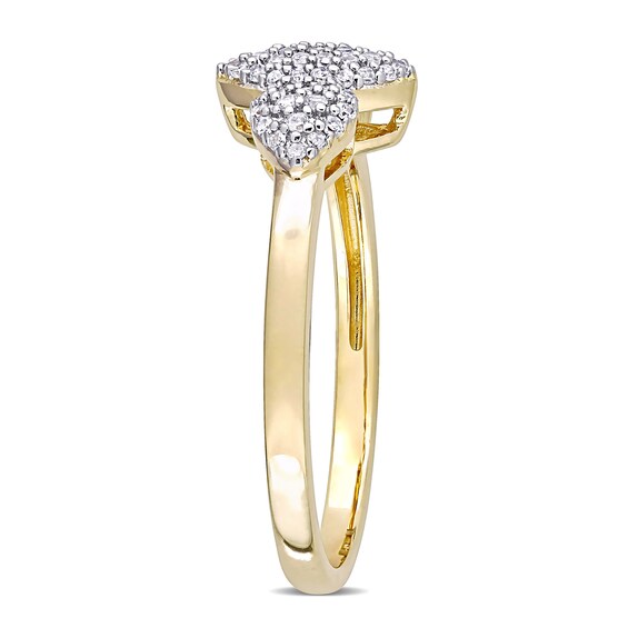 0.20 CT. T.W. Composite Diamond Marquise Three Stone Promise Ring in Sterling Silver with Yellow Rhodium