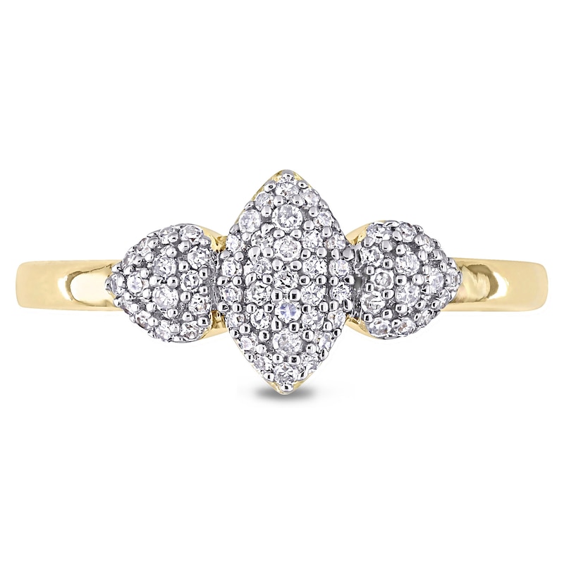 0.20 CT. T.W. Composite Diamond Marquise Three Stone Promise Ring in Sterling Silver with Yellow Rhodium|Peoples Jewellers