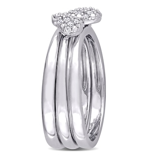 0.15 CT. T.W. Diamond Three Piece Stackable Ring Set in Sterling Silver