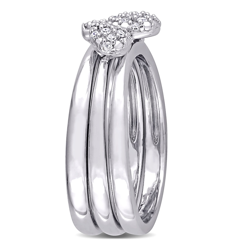 0.15 CT. T.W. Diamond Three Piece Stackable Ring Set in Sterling Silver|Peoples Jewellers
