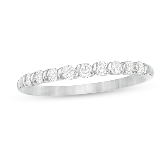 0.30 CT. T.W. Diamond Nine Stone Twist Anniversary Band in 10K White Gold