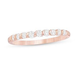 0.30 CT. T.W. Diamond Nine Stone Twist Anniversary Band in 10K Rose Gold