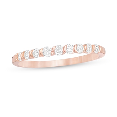 0.30 CT. T.W. Diamond Nine Stone Twist Anniversary Band in 10K Rose Gold