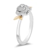 Enchanted Disney Belle 0.145 CT. T.W. Diamond Rose Leaf-Sides Ring in Sterling Silver and 10K Gold