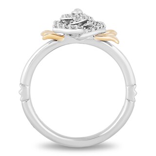 Enchanted Disney Belle 0.145 CT. T.W. Diamond Rose Leaf-Sides Ring in Sterling Silver and 10K Gold