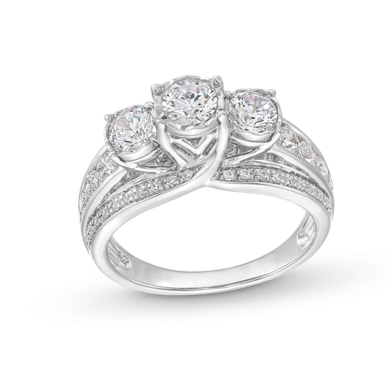 1.45 CT. T.W. Diamond Past Present Future® Engagement Ring in 14K White Gold