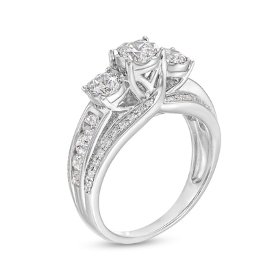 1.45 CT. T.W. Diamond Past Present Future® Engagement Ring in 14K White Gold