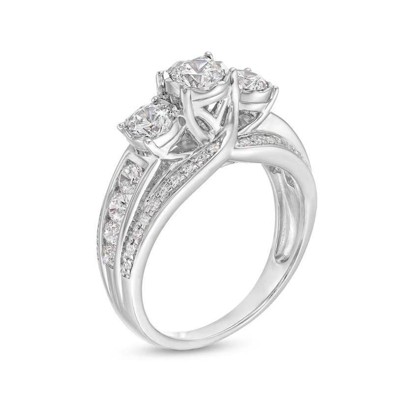 1.45 CT. T.W. Diamond Past Present Future® Engagement Ring in 14K White Gold|Peoples Jewellers