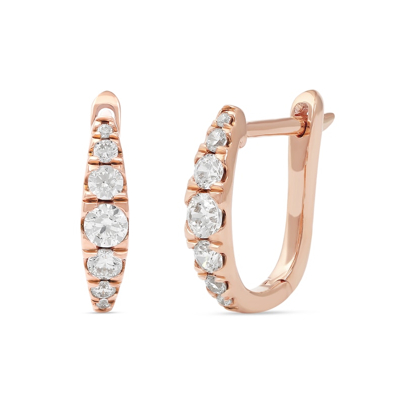 0.45 CT. T.W. Journey Diamond Hoop Earrings in 14K Rose Gold|Peoples Jewellers