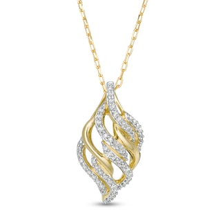 Wonder Woman™ Collection 0.18 CT. T.W. Diamond Flame Pendant in 10K Gold