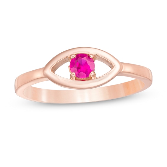 Women's Silver Ring, Rose-gold Blue Stone Evil Eye Ring