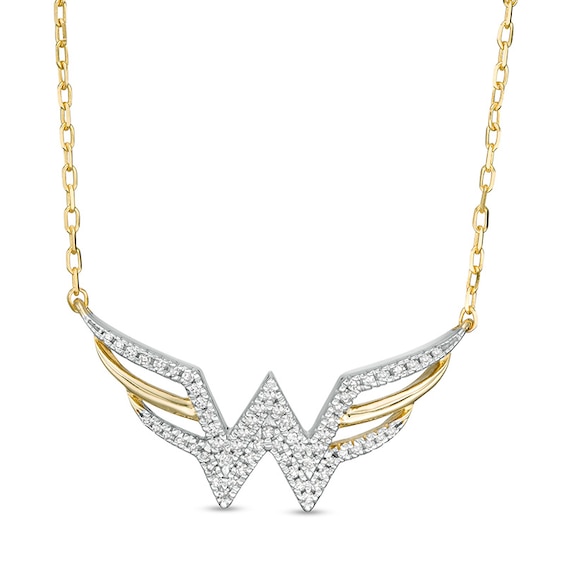 Wonder Woman™ Collection 0.115 CT. T.W. Diamond Symbol Necklace in 10K Gold